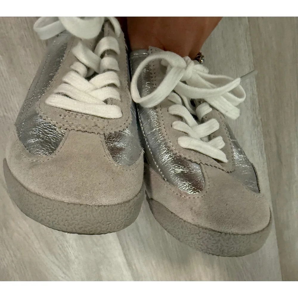 ZARA Kids Silver Suede Low Top Lace Up Sneakers Size 31 